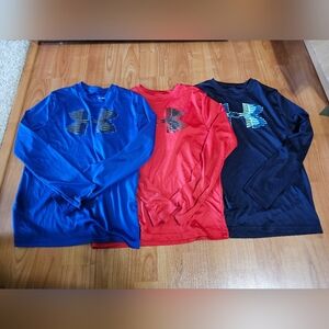 Under Armour Trio: Blue, Red, and Black Long Sleeve Shirts